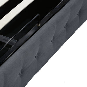 Levede Fabric Bed Frame Queen Tufted Dark Grey-1973194028933582852