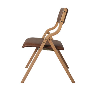 Levede 2x Dining Chairs Foldable PU Brown-1975420497265037316