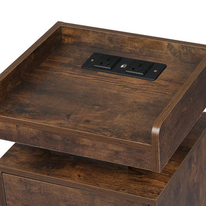 Levede Bedside Table USB Charger Outlet RGB Oak-1996005371667419140