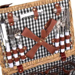4 Person Picnic Basket Baskets Set Outdoor-1973193795138883588