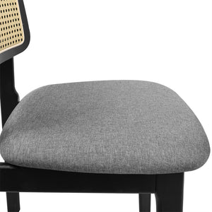 Levede 2x Dining Chair Wood Rattan Armless Black-1996005437912256516