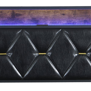 Levede Single Bed Frame Leather Headboard RGB 2 Drawers-1996009957056712708