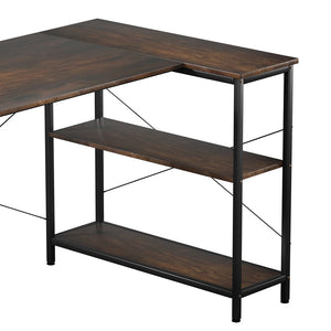 Levede L Shaped Computer Desk Corner Desk Brown-1996005368580411396