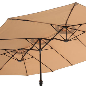 Centra 4.5M Double-sided Patio Umbrella Outdoor Umbrella Base Stand Khaki-1996005404668203012