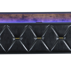 Levede Double Metal Bed Frame LED Lights 2 Drawers-1996005424444346372