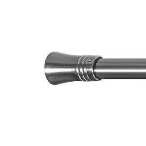 Marlow Silver Double Curtain Rod Steel Pole Pommel Set Extendable Adjustable-1996005376444731396