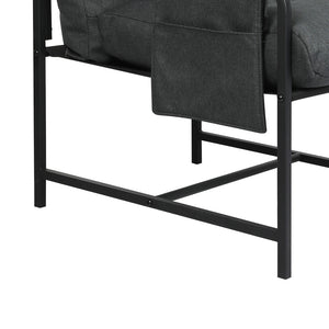 Levede Metal Framed Lounge Chair Linen in Dark Grey-1996005449077493764