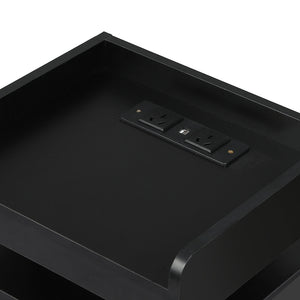 Levede Bedside Table USB Charger Outlet RGB Black-1996005371478675460