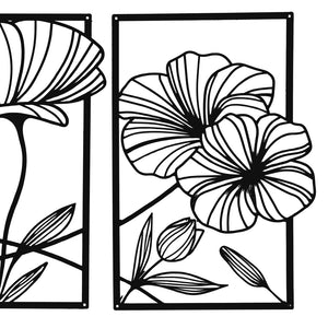 Yezi Metal Wall Art 4Pcs Floral Minimalist Line Decor-1996005449966686213