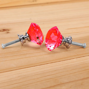 16 Pcs Red Crystal Knobs Diamond 40mm Large Red-1975420508828733445
