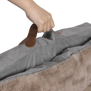 Dog Calming Bed Warm Soft Plush Comfy XL Khaki X-Large-1973193641803517957