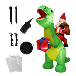 Santaco Christmas Inflatables Outdoor Santa Claus Riding Dinosaur Lights D�cor-1973194151474368517