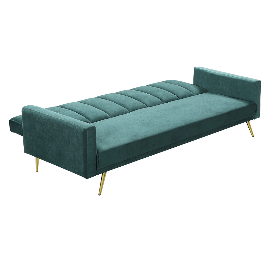 levede-sofa-bed-convertible-velvet-lounge-recliner-couch-sleeper-3-seater-green-1973193800419512325
