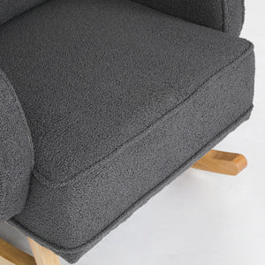 Levede Fleece Rocking Chair with footstool-1996005392991260677