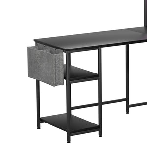 Levede L Shaped Gaming Desk with LED Lights Black-1996005489535750149