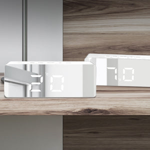 Alarm Clock Digital Led Mirror Desk Silver-1973193872133722117