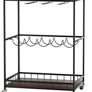 Levede Wooden Bar Cart Drinks Trolley 3 Tire-1975420378004197381
