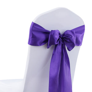 20x Table Runner Satin Chair Sashes Eggplant-1975420511928324101