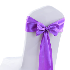 20x Multicoloured Satin Chair Sashes Lavender-1975420512301617157