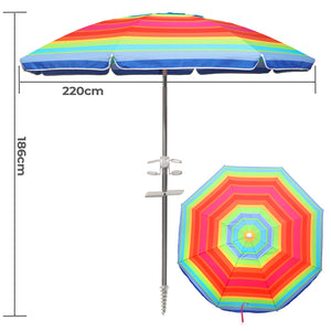 Mountview 2.2M Outdoor Beach Umbrellas Sand Colorful-1996005420325539842
