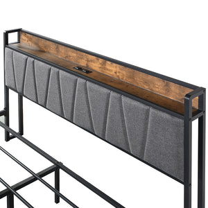 Levede Double Bed Frame Tufted Headboard USB Charge-1996005556283904005