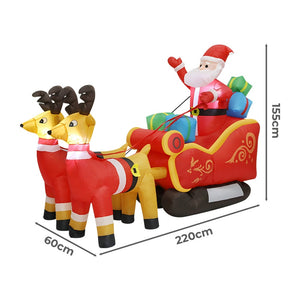 Santaco LED Inflatable Santa Sleigh Reindeer 2.2M-1973194173599322114