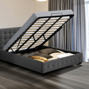 Levede Fabric Bed Frame King Tufted Dark Grey-1973194028547706887